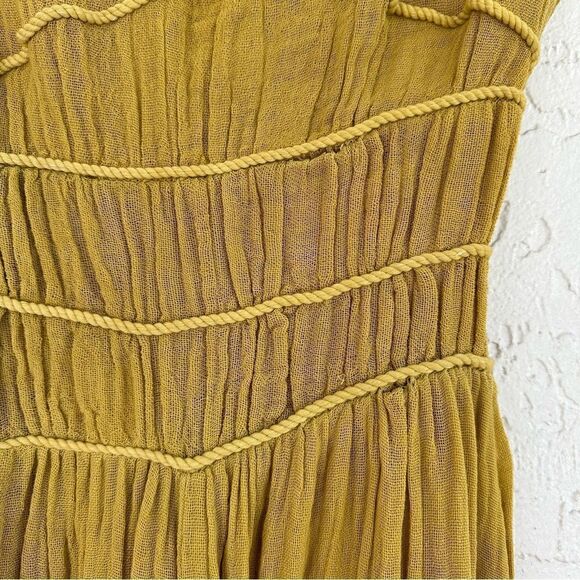 FREE PEOPLE Jen’s Private Booty Olivia Jumpsuit Size Small Gauzy Boho Yellow - Picture 4 of 13
